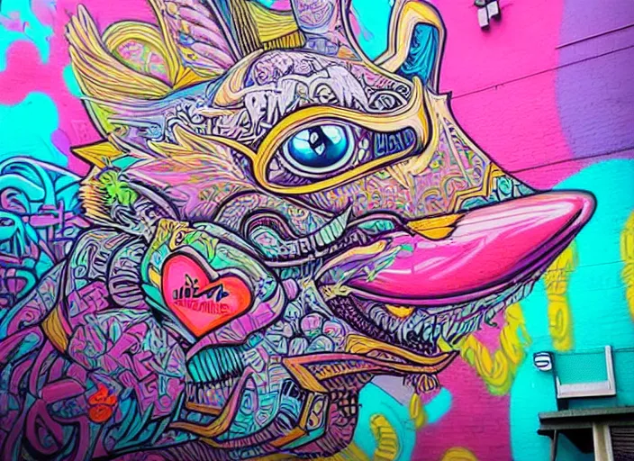 Image similar to epic graffiti art, intricate detail, vivid pastel colors, illustration design