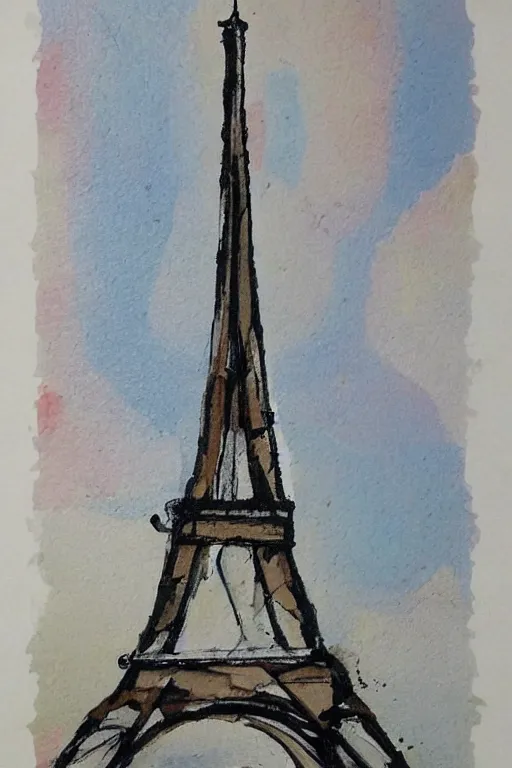 Prompt: mid century modern eiffel tower by julia pinkham artist and bernard simunovic