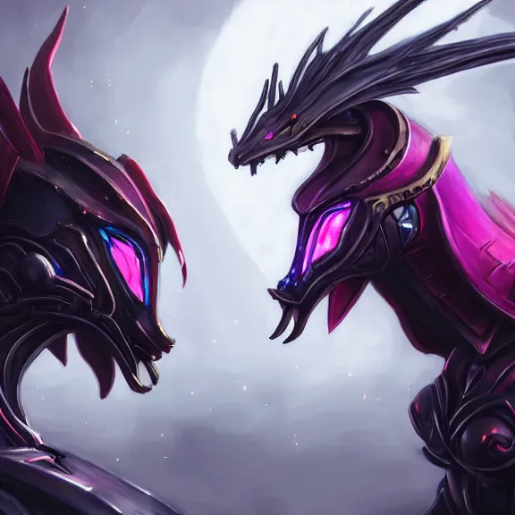 Prompt: cinematic shot, two giant elegant beautiful stunning sexy anthropomorphic mecha female dragons, kissing closeup, dragon kissing, close shot, first dragon with sharp silver armor and teeth, second dragon with sleek silver armor and fuchsia skin, dragon kiss, anthro art, warframe destiny fanart, furry art, dragon art, macro art, furaffinity, deviantart, sofurry