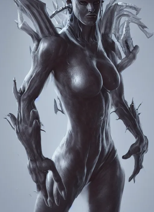 Image similar to female demon by Felix englund, full body, detailed, 8k, dark, trending on artstation, felix englund style, high resolution