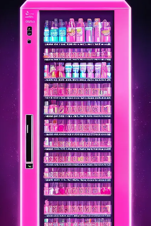 Image similar to Pink Vapor Vial Vending Machine, fantasy, magic, ultra detailed, digital art, trending on artstation, illustration