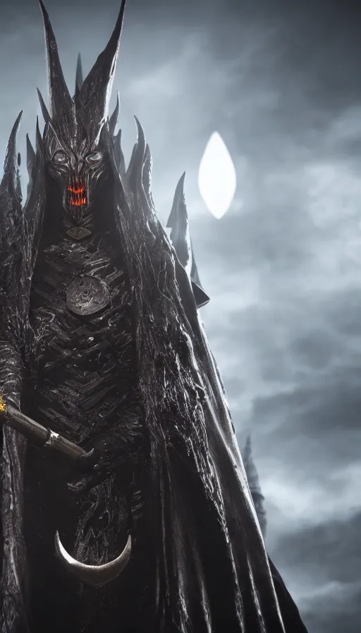 Prompt: The Dark Lord Sauron, ultra detailed, octane render, super realistic, unreal engine 5, atmospheric lighting