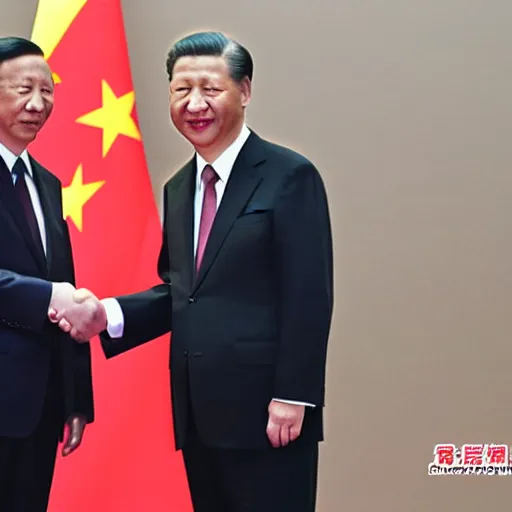 Prompt: tsai ing - wen and xi jinping shaking hands