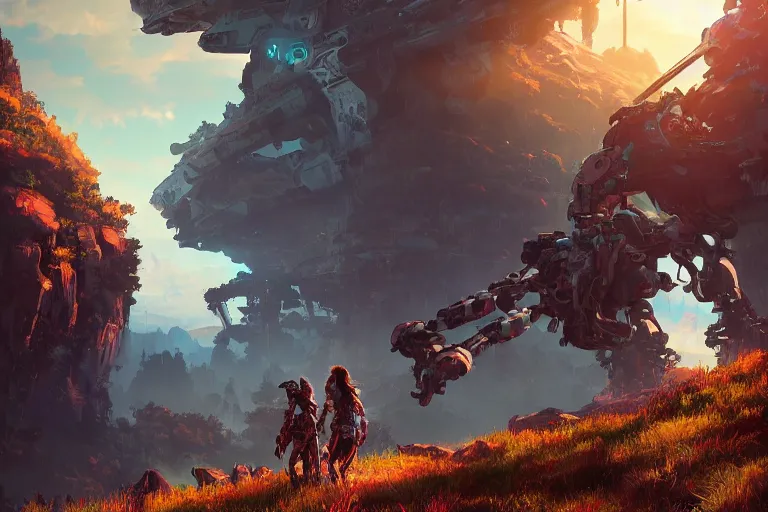 Image similar to watcher machine mecanical creature robot of horizon forbidden west horizon zero dawn radiating a glowing aura global illumination ray tracing hdr fanart arstation by ian pesty and alena aenami artworks in 4 k