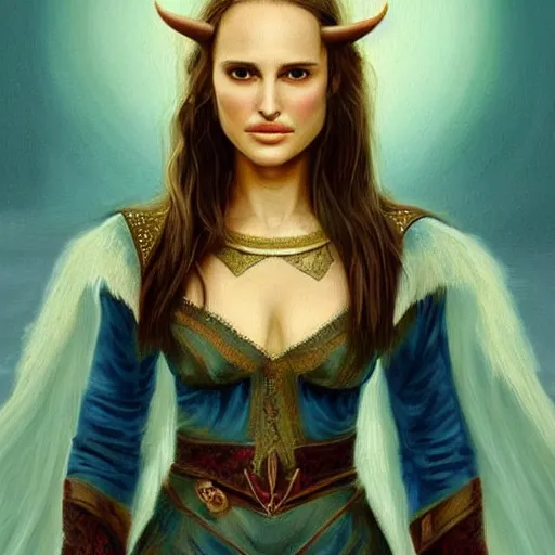 Image similar to beautiful painting of natalie portman as an elven maiden