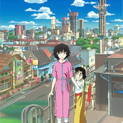 Prompt: anime city by studio ghibli