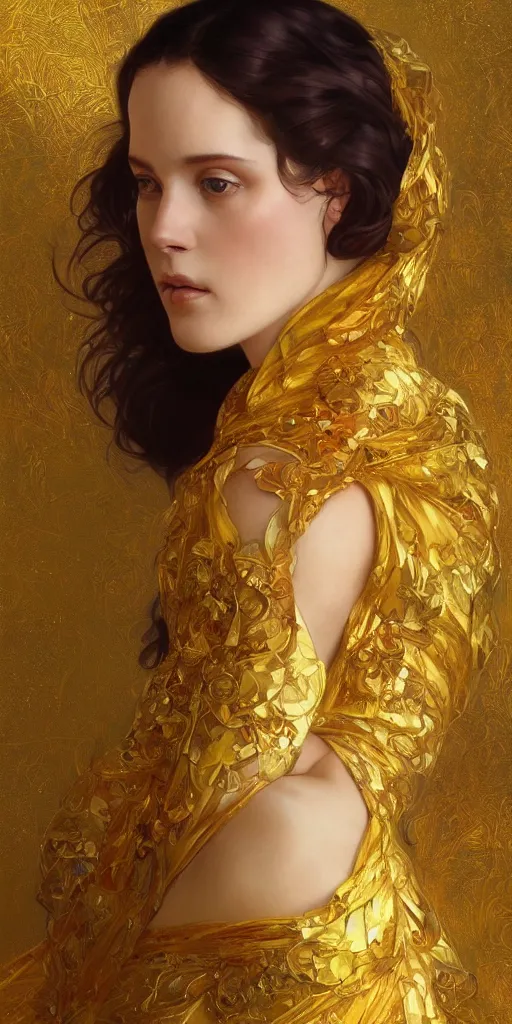 Prompt: ultra realistic illustration studio of a beautiful elegant girl in an artistic pose covered in golden silk cloths, intricate, elegant, highly detailed, digital painting, artstation, concept art, smooth, sharp focus, illustration, art by artgerm and greg rutkowski and alphonse mucha by klimt