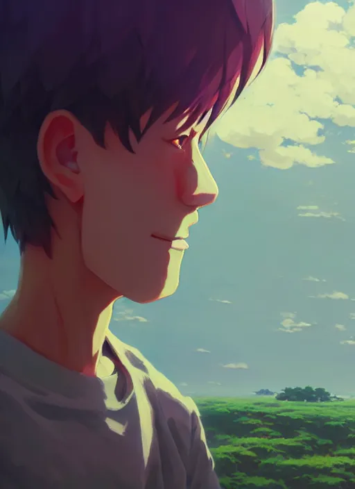 Image similar to portrait of jhon cena, cloudy sky background lush landscape illustration concept art anime key visual trending pixiv fanbox by wlop and greg rutkowski and makoto shinkai and studio ghibli