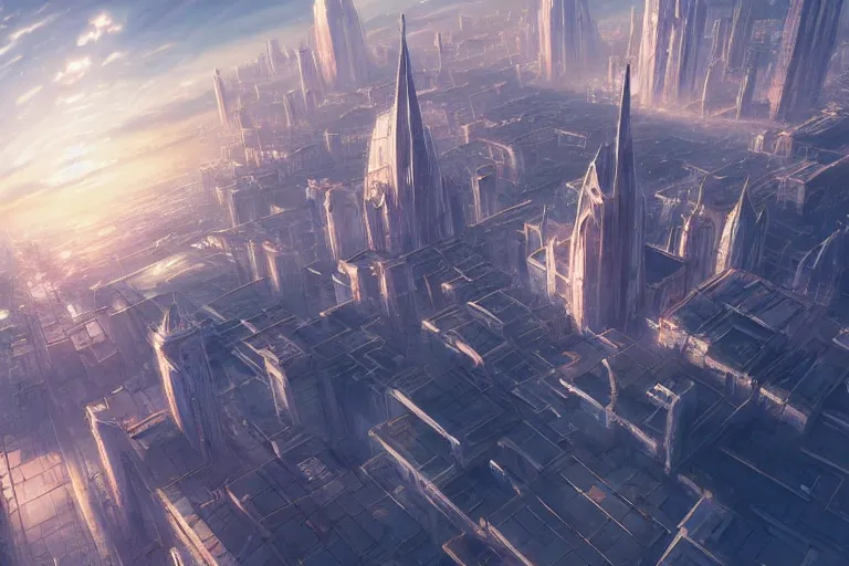 Image similar to ultra realistic city floating in the sky, colors, 8 k, hd, details, fantasy, epic, ancient city, landscape illustration concept art anime key visual trending pixiv fanbox by wlop and greg rutkowski and makoto shinkai and studio ghibli and kyoto animation symmetrical facial features