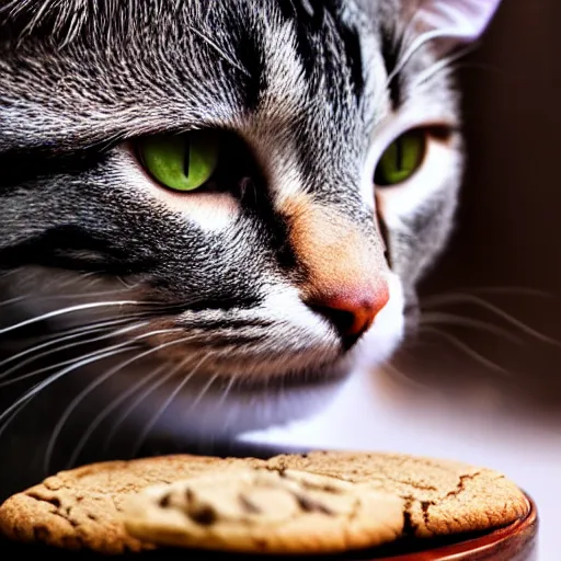 Prompt: cat eating a cookie, 4k realistic photo