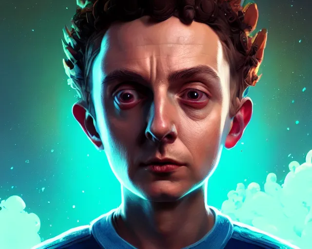 Image similar to fantasy portrait of morty from rick & morty, intricate abstract. intricate artwork, by greg rutkowski, wlop, beeple, dan mumford. concept art, octane render, trending on artstation, greg rutkowski very coherent symmetrical artwork. cinematic, key art, hyper realism, high detail, octane render, 8 k, iridescent accents