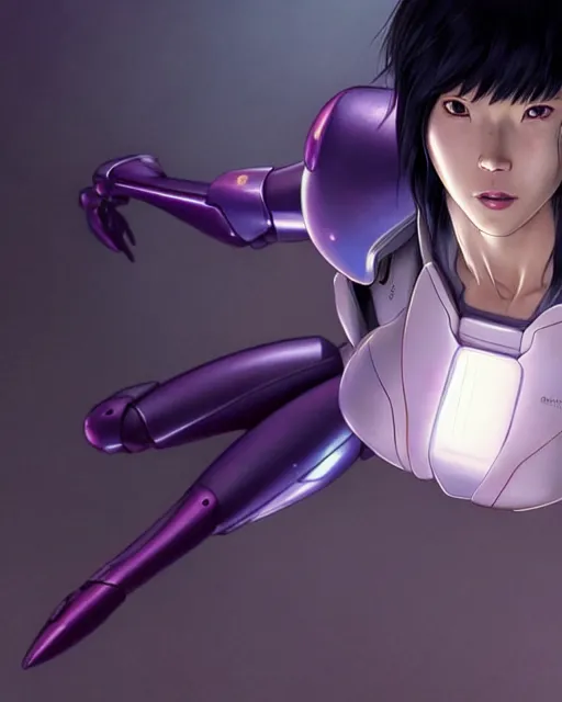 Image similar to weta disney pixar movie still portrait photo of motoko kusanagi ghost in the shell : : as cyborg woman by pixar : : by weta, greg rutkowski, wlop, ilya kuvshinov, rossdraws, artgerm, marvel, maxim cover, latex, octane render, sweaty, iridescent, bright morning, anime, liosh, mucha : :