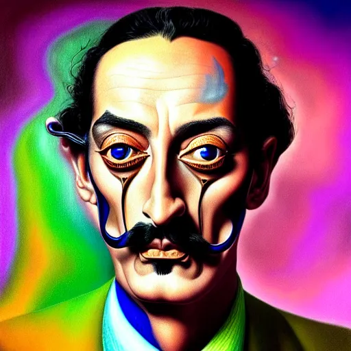 Image similar to An extremely psychedelic portrait of Salvador Dali, surreal, LSD, face, detailed, intricate, elegant, lithe, highly detailed, digital painting, magical, Occult, artstation, concept art, smooth, sharp focus, illustration