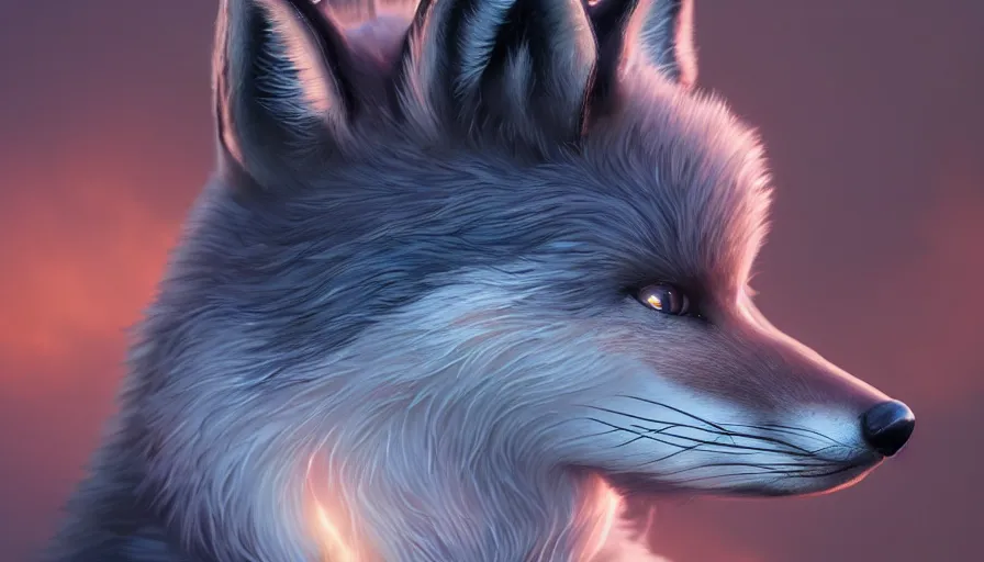 Image similar to fox on fire with wings and blue eyes, hyperdetailed, artstation, cgsociety, 8 k