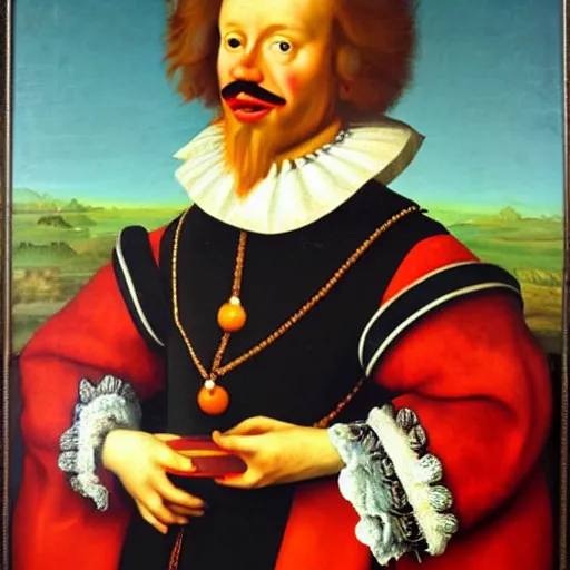 Image similar to 1 6 th century oil portrait of king ronald mcdonald