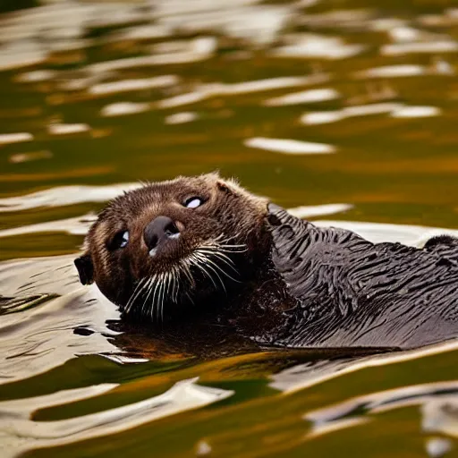 Image similar to an sea-otter that looks like a pug, national geographic photography