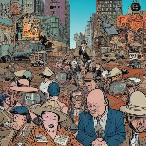 Prompt: a picture from hardboiled wonderland by geof darrow,