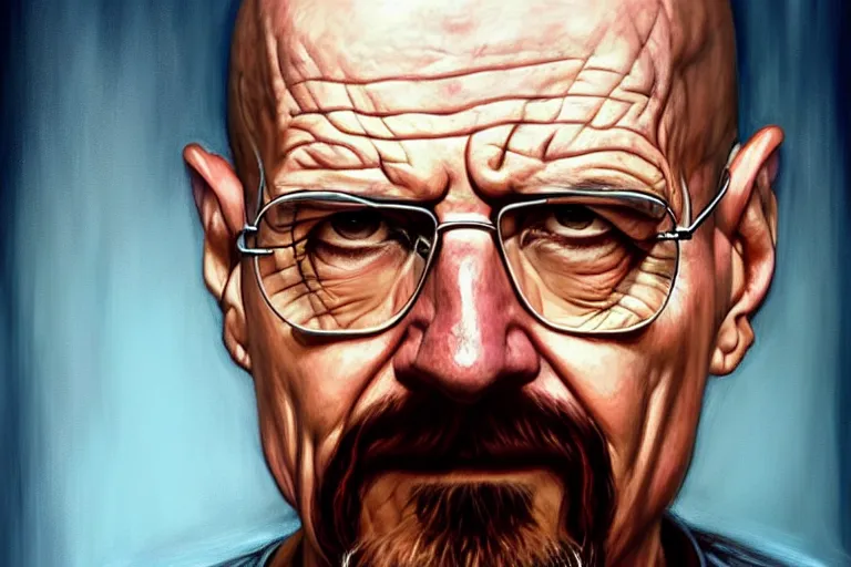 Prompt: ted kaczynski as walter white from breaking bad. oil painting elegant, highly detailed, centered, digital painting, artstation, concept art, smooth, sharp focus, illustration, artgerm, tomasz alen kopera, peter mohrbacher, donato giancola, joseph christian leyendecker drew struzan