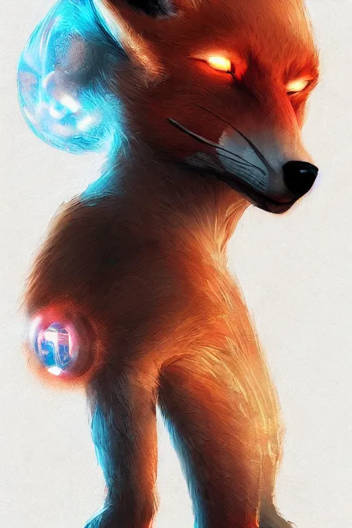 Image similar to a fox fursona, trending on artstation, by kawacy, furry art, digital art, cyberpunk, high quality, backlighting