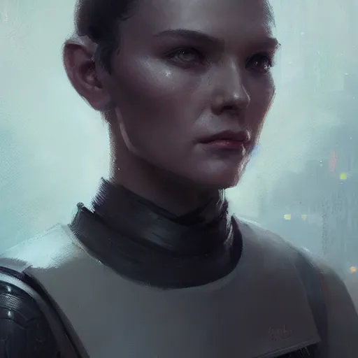 Image similar to A portrait of an android, Star Wars art, art by greg rutkowski, matte painting, trending on artstation