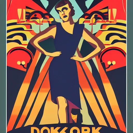 Prompt: dork person in art deco style, poster