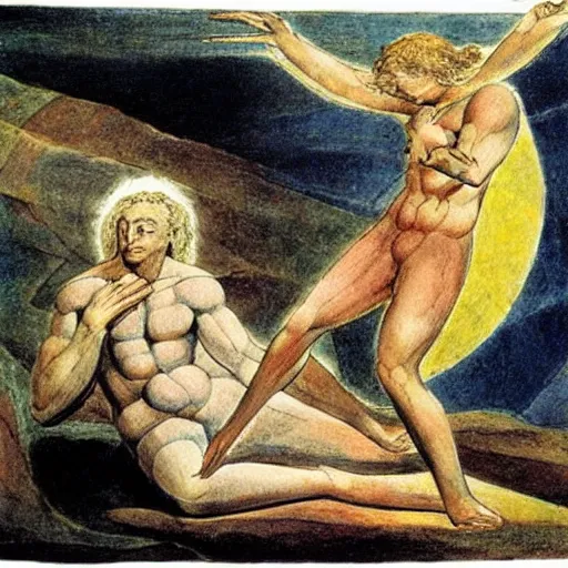 Prompt: disasterpiece days of noah by william blake
