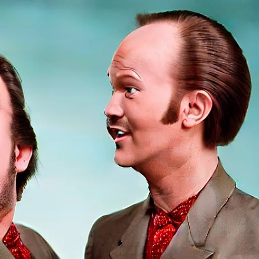 Prompt: reeves and mortimer conjoined at the forehead