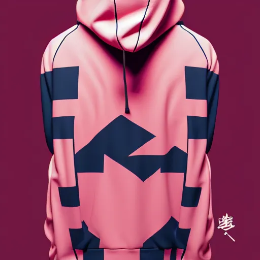 Prompt: bingo bango abstract hoodie on a set of twin ninja hypebeasts, by ilya kuvshinov and james jean and hiroya oku and gilleard james, artstation trending, 8 k, 3 d render, photorealistic, volumetric lighting caustics, pink