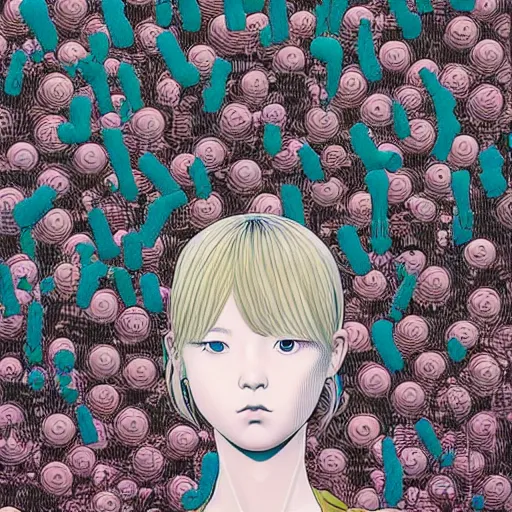 Image similar to a portrait of a blonde girl by inio asano, beeple and james jean, chiho aoshima color scheme