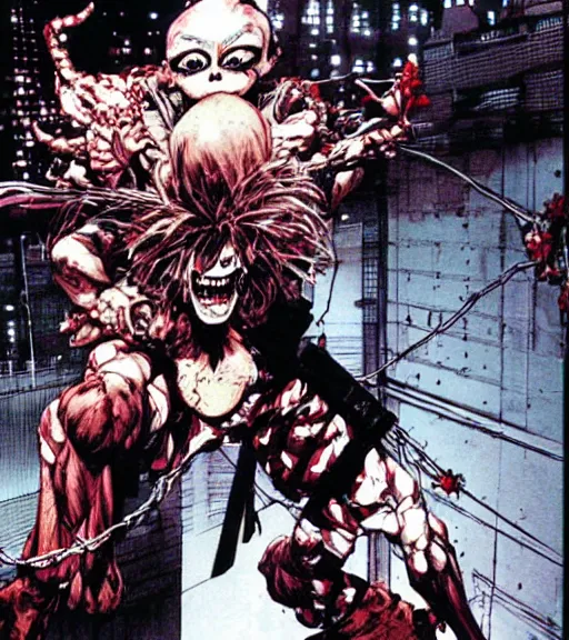 Prompt: an evil ventriloquist dummy comes to life having been possessed, comic book art, by yoji shinkawa and takehiko inoue and kim jung gi, masterpiece, perfect