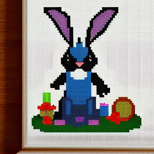Image similar to pixel art of a rabbit
