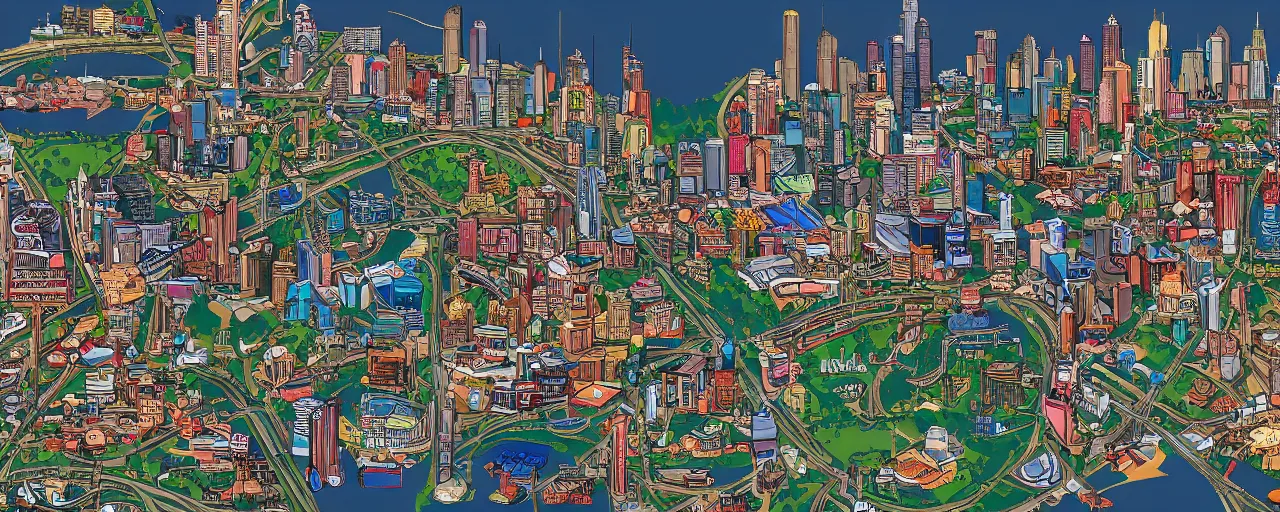 Image similar to Atlanta in the style of Disney, Look at all that Detail!, Amazing!, 4k Wallpaper