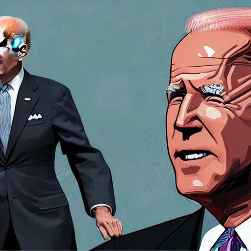 Prompt: : president biden wearing occulas, digital art, illustration, art station