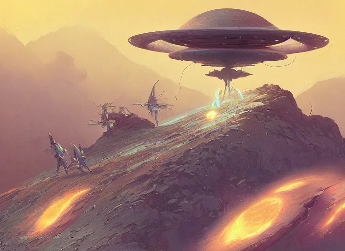 Image similar to unpublished photo of ufo, tripod, winds, by john howe & victo ngai & craig mullins & peter mohrbacher