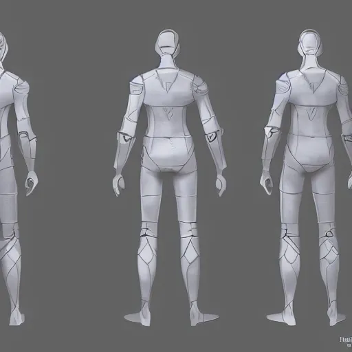 Image similar to male, science fiction suit, character sheet, concept art, stylized, exaggerated proportions, concept design