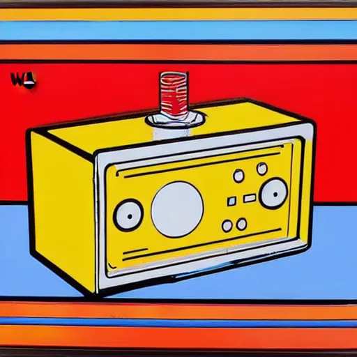 Prompt: original Warhol pop art painting of the WinAmp MP3 Player - 1960 Paint on Canvas