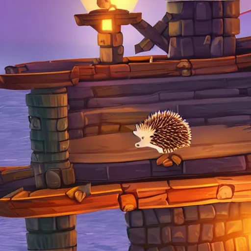 Image similar to hedgehog on a ship in seqa of thieves, game, epic