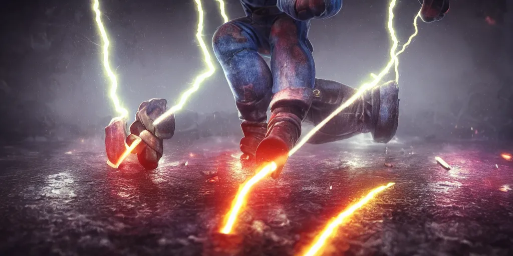 Prompt: hammer and nails and brains with lightning, hyperealistic very colourful hdr cinematic lighting cgi render photorealistic cinematic octane render