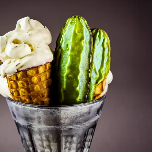 Prompt: pickle icecream, food photography, studio lighting