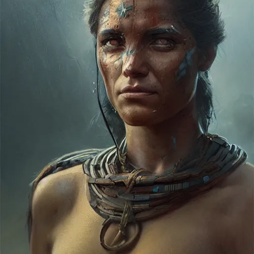 Prompt: a portrait of an spartan woman, Matte painting , detailed painting, greg rutkowski