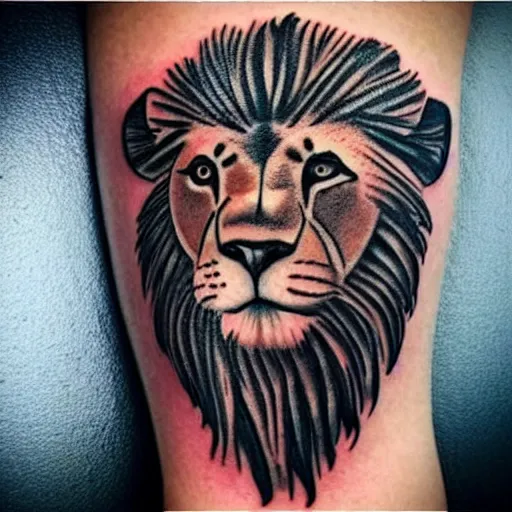 Prompt: crappy tattoo of a lion, drawn by a toddler