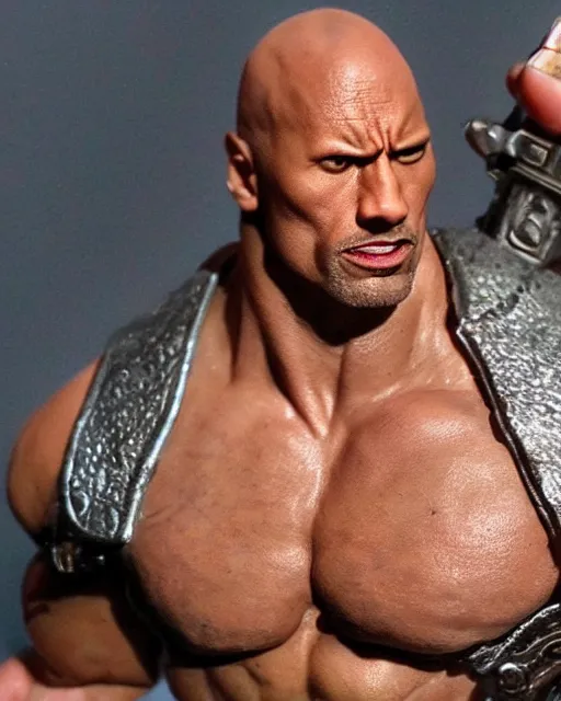 Image similar to close up shot of dwayne johnson action figure. dnd, high fantasy. royo, artgem, wlop