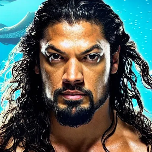 Image similar to portrait of roman reigns as aquaman, under the ocean