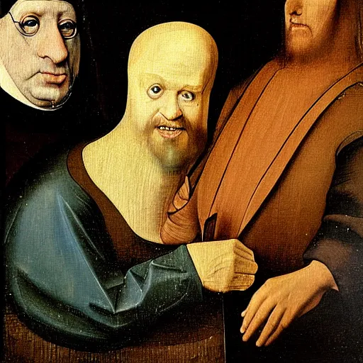 Image similar to painting of Tim and Eric by Hieronymus Bosch