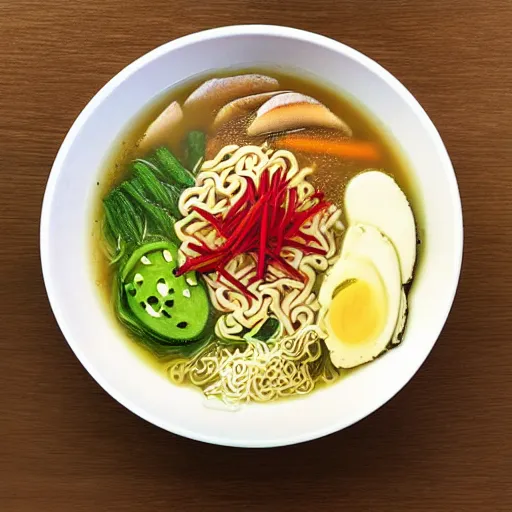 Image similar to a centre frame of a bowl of ramen in the style of a comic book