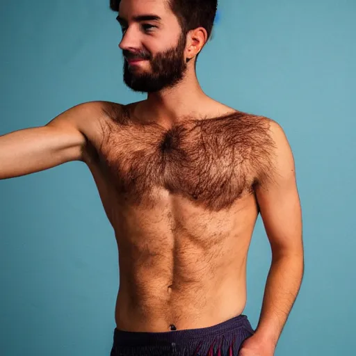 Image similar to high-resolution photograph of a lad showing off his hairy armpits