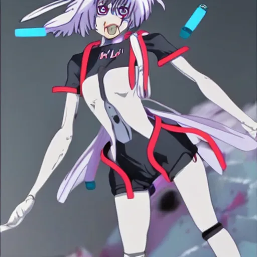 Image similar to Rei Ayanami in her early twenties, in the style of Neon Genesis Evangelion