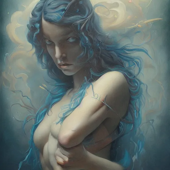 Image similar to a highly detailed beautiful portrait in the style of peter mohrbacher and in the style of jean delville.