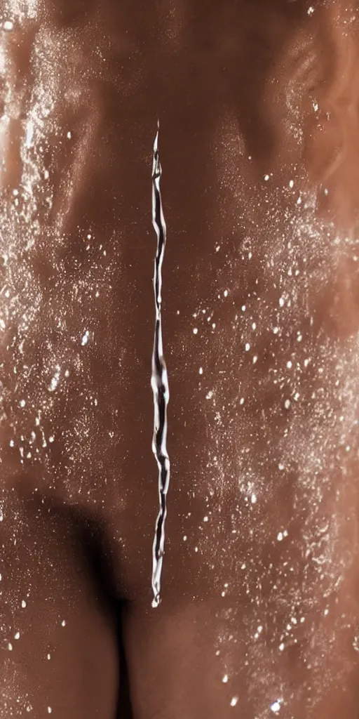 Image similar to closeup of a water drop falling from wet human skin, abstract human body, torso,