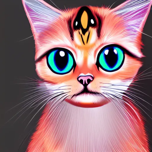 Image similar to a beautiful cat with big anime eyes digital art